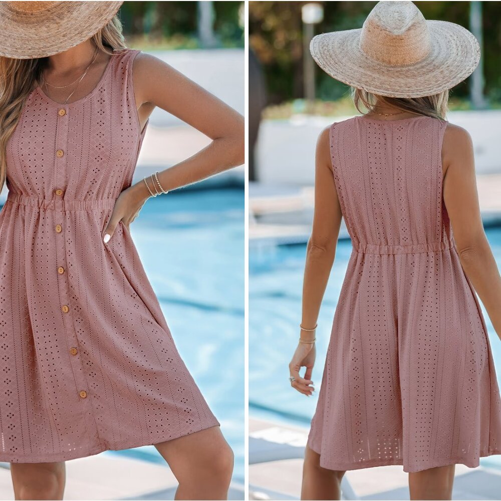 CUPSHE | Mauve Sleeveless Scoop Neck Cover-Up Mini Dress | Women's XL